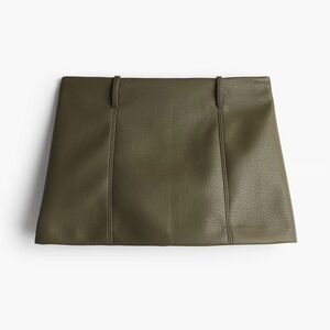 Olive Faux Leather Mini Skirt / H&M